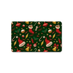 Texture, Pattern, Red, Craciun, Christmas, Hat, Santa, Green Magnet (name Card)