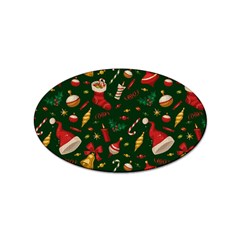 Texture, Pattern, Red, Craciun, Christmas, Hat, Santa, Green Sticker Oval (100 Pack)