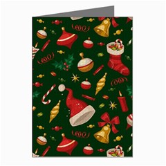 Texture, Pattern, Red, Craciun, Christmas, Hat, Santa, Green Greeting Cards (pkg Of 8)