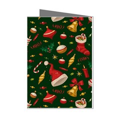 Texture, Pattern, Red, Craciun, Christmas, Hat, Santa, Green Mini Greeting Cards (pkg Of 8) by kyorashop23