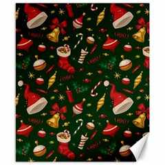 Texture, Pattern, Red, Craciun, Christmas, Hat, Santa, Green Canvas 8  X 10  by kyorashop23