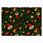 Texture, Pattern, Red, Craciun, Christmas, Hat, Santa, Green Large Glasses Cloth (2 Sides) Front