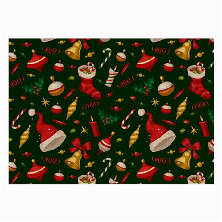 Texture, Pattern, Red, Craciun, Christmas, Hat, Santa, Green Large Glasses Cloth (2 Sides)