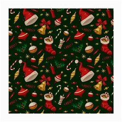 Texture, Pattern, Red, Craciun, Christmas, Hat, Santa, Green Medium Glasses Cloth (2 Sides)