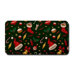 Texture, Pattern, Red, Craciun, Christmas, Hat, Santa, Green Medium Bar Mat by kyorashop23