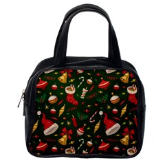 Texture, Pattern, Red, Craciun, Christmas, Hat, Santa, Green Classic Handbag (one Side)