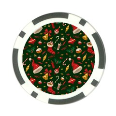 Texture, Pattern, Red, Craciun, Christmas, Hat, Santa, Green Poker Chip Card Guard (10 Pack)