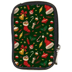 Texture, Pattern, Red, Craciun, Christmas, Hat, Santa, Green Compact Camera Leather Case