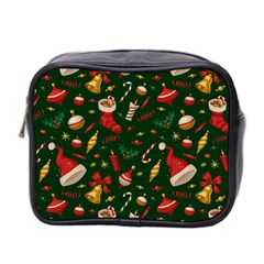 Texture, Pattern, Red, Craciun, Christmas, Hat, Santa, Green Mini Toiletries Bag (two Sides)