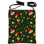 Texture, Pattern, Red, Craciun, Christmas, Hat, Santa, Green Shoulder Sling Bag Front