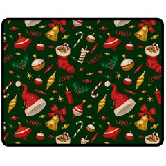 Texture, Pattern, Red, Craciun, Christmas, Hat, Santa, Green Fleece Blanket (medium)