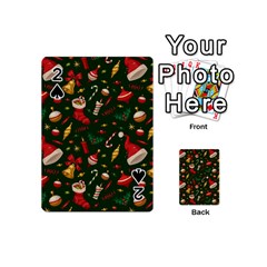 Texture, Pattern, Red, Craciun, Christmas, Hat, Santa, Green Playing Cards 54 Designs (mini)