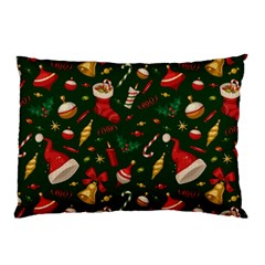 Texture, Pattern, Red, Craciun, Christmas, Hat, Santa, Green Pillow Case (two Sides) by kyorashop23