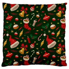 Texture, Pattern, Red, Craciun, Christmas, Hat, Santa, Green Large Cushion Case (one Side)