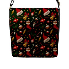 Texture, Pattern, Red, Craciun, Christmas, Hat, Santa, Green Flap Closure Messenger Bag (l)