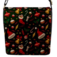 Texture, Pattern, Red, Craciun, Christmas, Hat, Santa, Green Flap Closure Messenger Bag (s) by kyorashop23