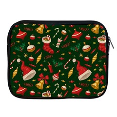 Texture, Pattern, Red, Craciun, Christmas, Hat, Santa, Green Apple Ipad 2/3/4 Zipper Cases by kyorashop23