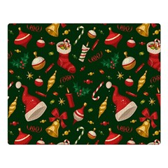 Texture, Pattern, Red, Craciun, Christmas, Hat, Santa, Green Two Sides Premium Plush Fleece Blanket (large) by kyorashop23