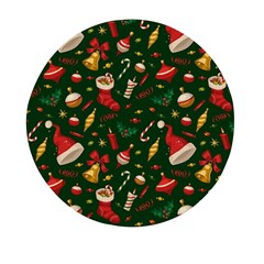 Texture, Pattern, Red, Craciun, Christmas, Hat, Santa, Green Mini Round Pill Box by kyorashop23