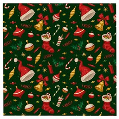 Texture, Pattern, Red, Craciun, Christmas, Hat, Santa, Green Wooden Puzzle Square by kyorashop23