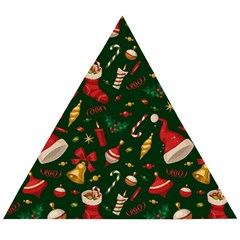 Texture, Pattern, Red, Craciun, Christmas, Hat, Santa, Green Wooden Puzzle Triangle