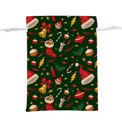 Texture, Pattern, Red, Craciun, Christmas, Hat, Santa, Green Lightweight Drawstring Pouch (xl)