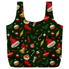 Texture, Pattern, Red, Craciun, Christmas, Hat, Santa, Green Full Print Recycle Bag (xxl) by kyorashop23