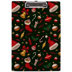 Texture, Pattern, Red, Craciun, Christmas, Hat, Santa, Green A4 Acrylic Clipboard