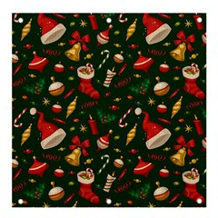 Texture, Pattern, Red, Craciun, Christmas, Hat, Santa, Green Banner And Sign 4  X 4 