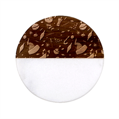 Texture, Pattern, Red, Craciun, Christmas, Hat, Santa, Green Classic Marble Wood Coaster (round) 