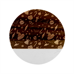 Texture, Pattern, Red, Craciun, Christmas, Hat, Santa, Green Marble Wood Coaster (round)