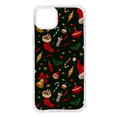 Texture, Pattern, Red, Craciun, Christmas, Hat, Santa, Green Iphone 14 Plus Tpu Uv Print Case by kyorashop23