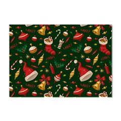 Texture, Pattern, Red, Craciun, Christmas, Hat, Santa, Green Crystal Sticker (a4)