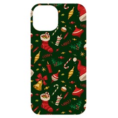 Texture, Pattern, Red, Craciun, Christmas, Hat, Santa, Green Iphone 14 Black Uv Print Case by kyorashop23