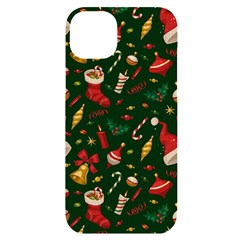 Texture, Pattern, Red, Craciun, Christmas, Hat, Santa, Green Iphone 14 Plus Black Uv Print Case