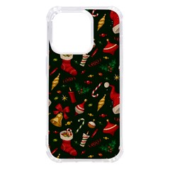 Texture, Pattern, Red, Craciun, Christmas, Hat, Santa, Green Iphone 14 Pro Tpu Uv Print Case by kyorashop23