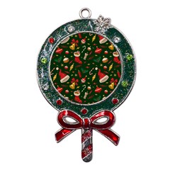 Texture, Pattern, Red, Craciun, Christmas, Hat, Santa, Green Metal X mas Lollipop With Crystal Ornament