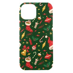 Texture, Pattern, Red, Craciun, Christmas, Hat, Santa, Green Iphone 15 Black Uv Print Pc Hardshell Case