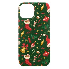 Texture, Pattern, Red, Craciun, Christmas, Hat, Santa, Green Iphone 15 Plus Black Uv Print Pc Hardshell Case