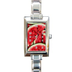 Watermelon, Fruit, Green, Red Rectangle Italian Charm Watch