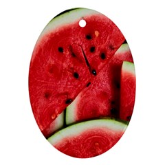 Watermelon, Fruit, Green, Red Ornament (oval)