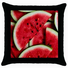 Watermelon, Fruit, Green, Red Throw Pillow Case (black)