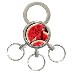 Watermelon, Fruit, Green, Red 3-ring Key Chain