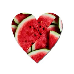 Watermelon, Fruit, Green, Red Heart Magnet