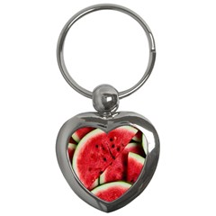 Watermelon, Fruit, Green, Red Key Chain (heart)