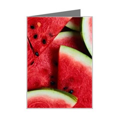 Watermelon, Fruit, Green, Red Mini Greeting Card by kyorashop23