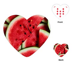 Watermelon, Fruit, Green, Red Playing Cards Single Design (heart)