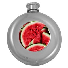 Watermelon, Fruit, Green, Red Round Hip Flask (5 Oz)