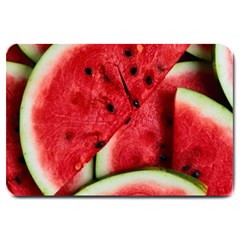 Watermelon, Fruit, Green, Red Large Doormat by kyorashop23