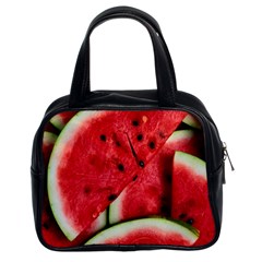 Watermelon, Fruit, Green, Red Classic Handbag (two Sides)